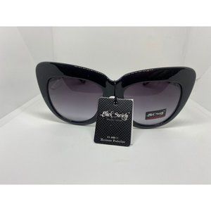 Black Society Sunglasses Womens Cat Eye  Frame Silver Skull + Round Studs FADE